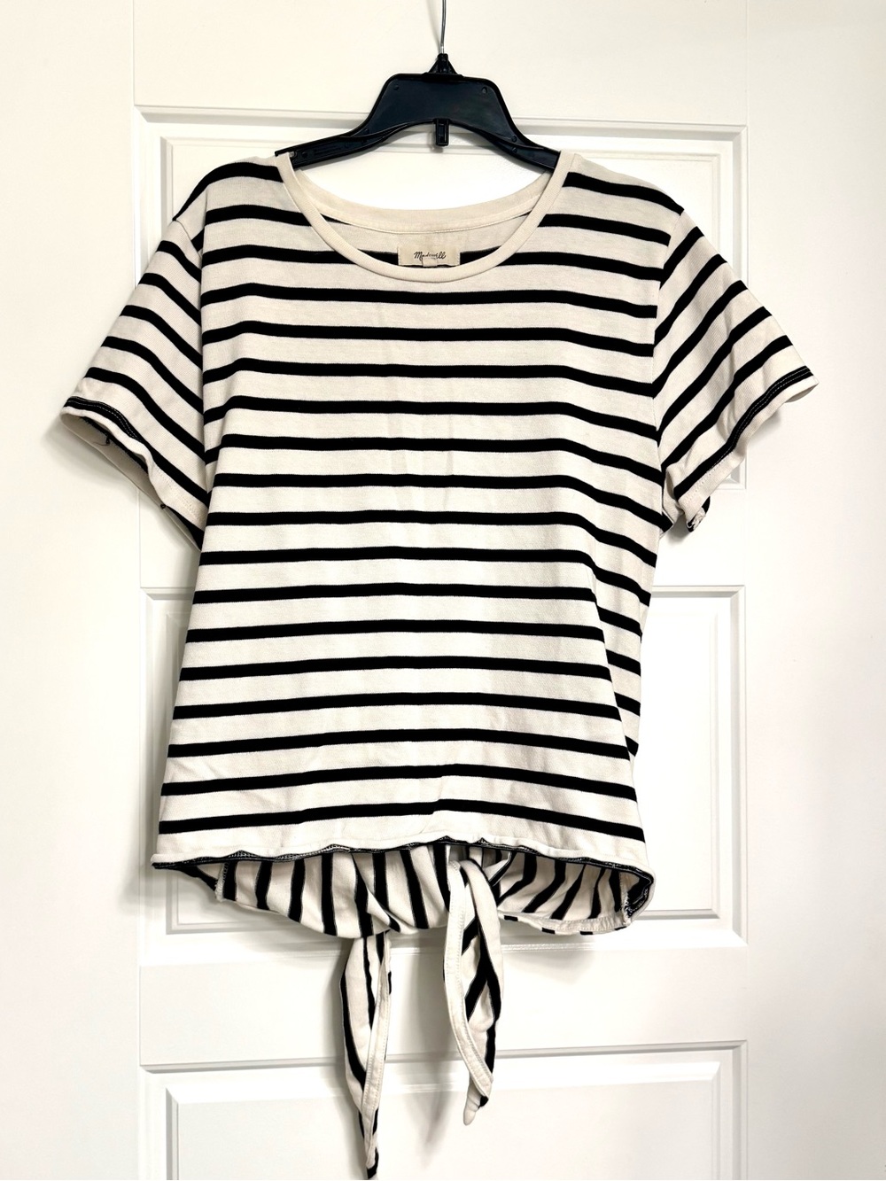 Madewell Women's Black & White Striped Tie-Back Tee